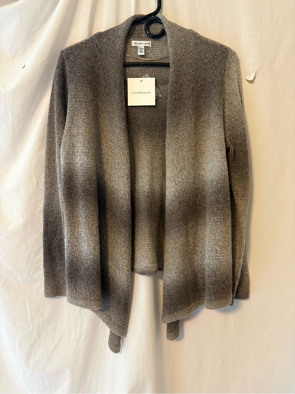croft & barrow Beige Open-Front Knit Cardigan